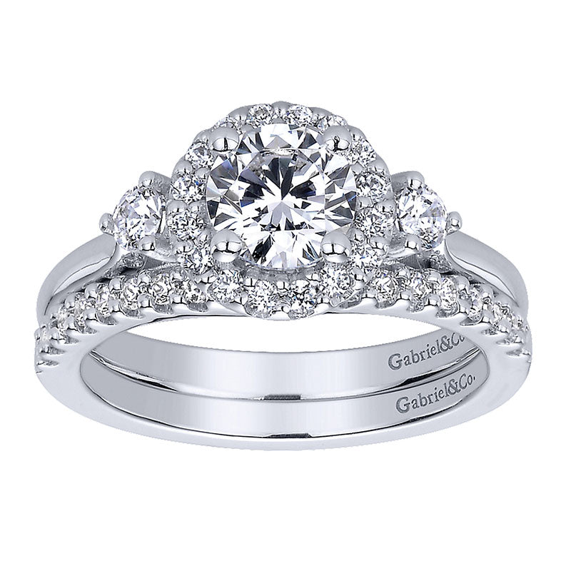 Wedding Band 14k White Gold Diamond Straight