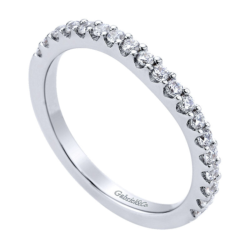 Wedding Band 14k White Gold Diamond Straight