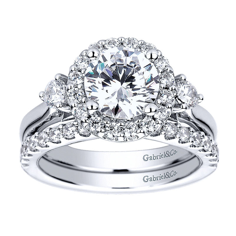 Wedding Band 14k White Gold Diamond Straight