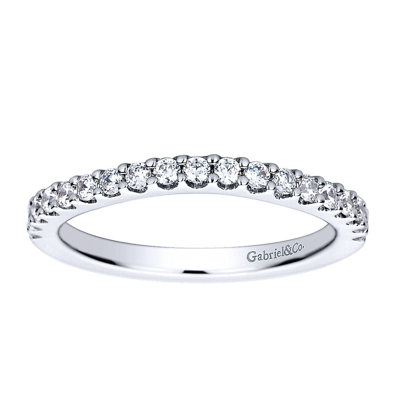 Wedding Band 14k White Gold Diamond Straight