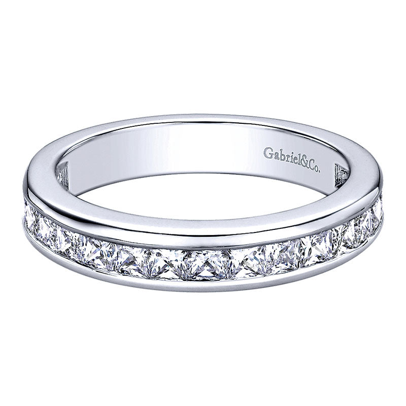 Wedding Band 14k White Gold Diamond Straight