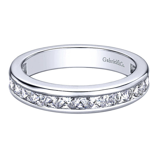 Wedding Band 14k White Gold Diamond Straight