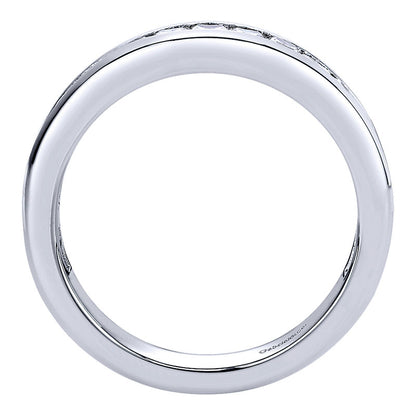 Wedding Band 14k White Gold Diamond Straight