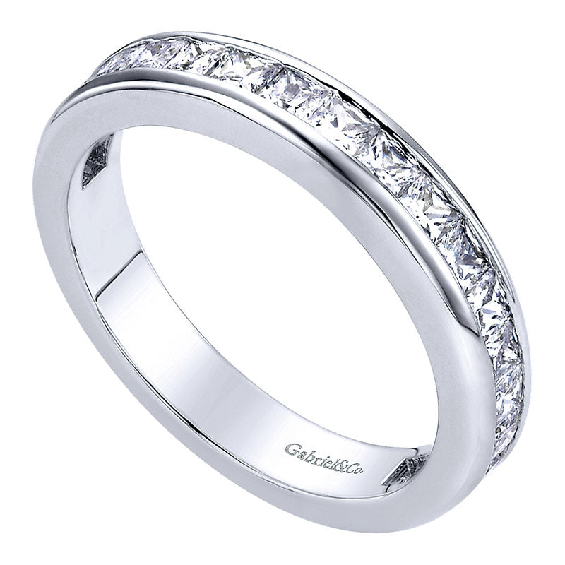 Wedding Band 14k White Gold Diamond Straight