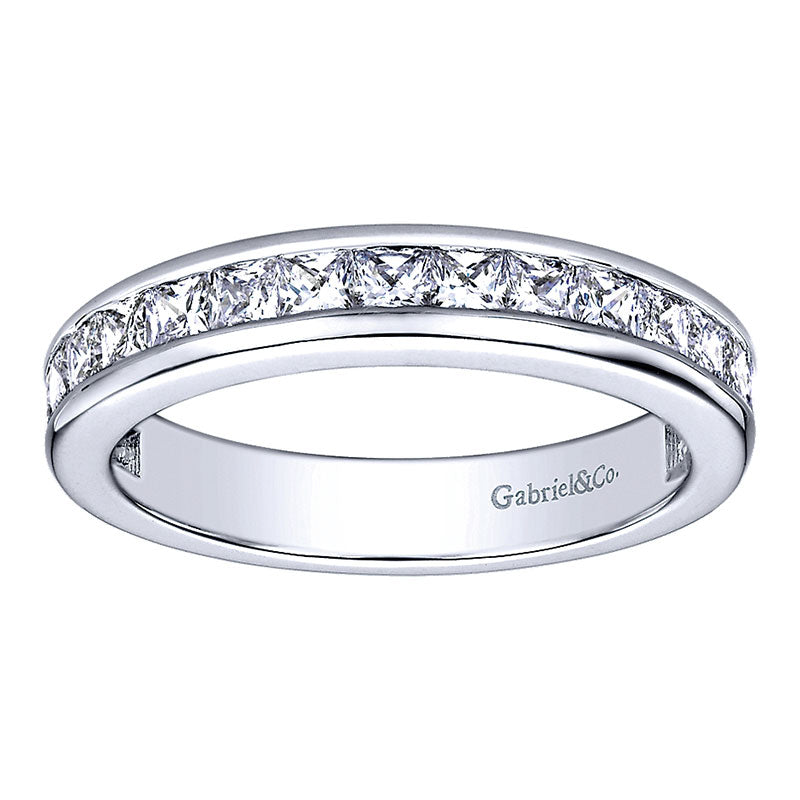 Wedding Band 14k White Gold Diamond Straight