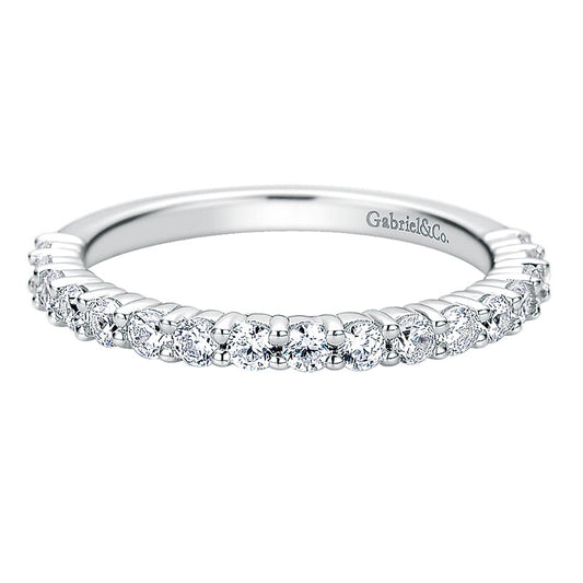 Wedding Band 14k White Gold Diamond Straight