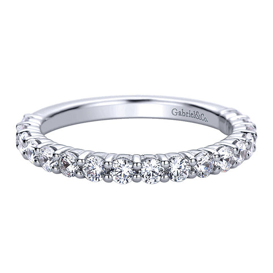 Wedding Band 14k White Gold Diamond Straight