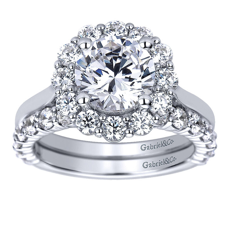 Wedding Band 14k White Gold Diamond Straight