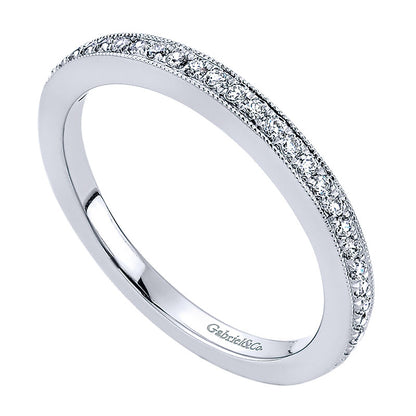 Wedding Band 14k White Gold Diamond Straight