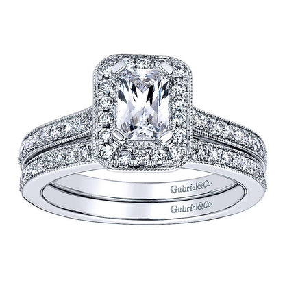 Wedding Band 14k White Gold Diamond Straight