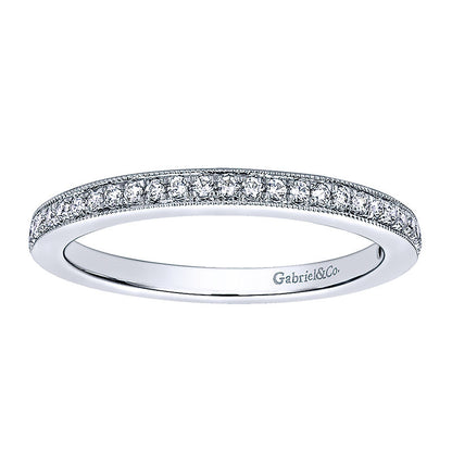 Wedding Band 14k White Gold Diamond Straight