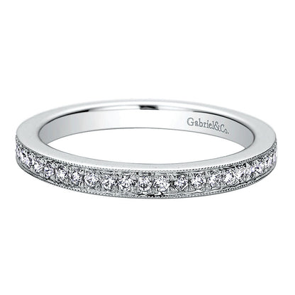 Wedding Band 14k White Gold Diamond Straight