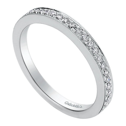 Wedding Band 14k White Gold Diamond Straight