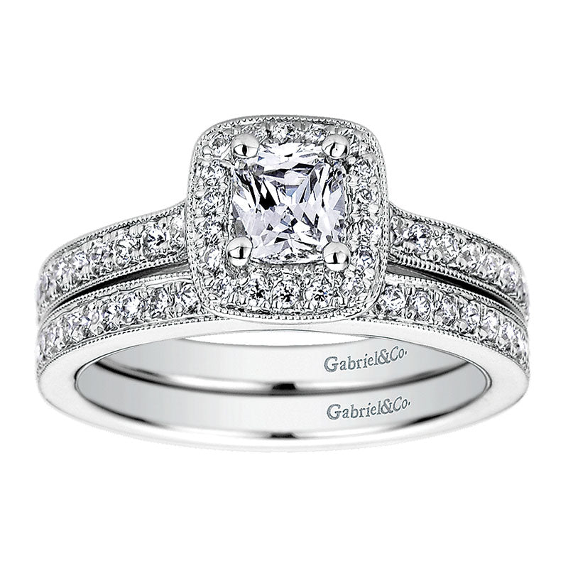 Wedding Band 14k White Gold Diamond Straight