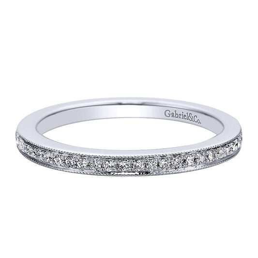 Wedding Band 14k White Gold Diamond Straight