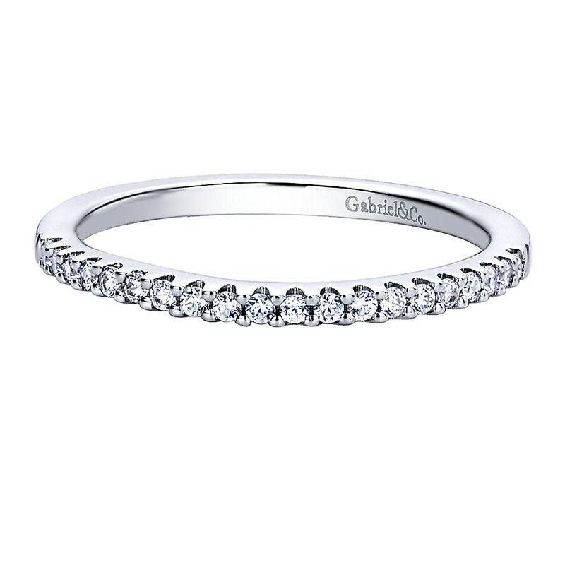 Wedding Band 14k White Gold Diamond Straight