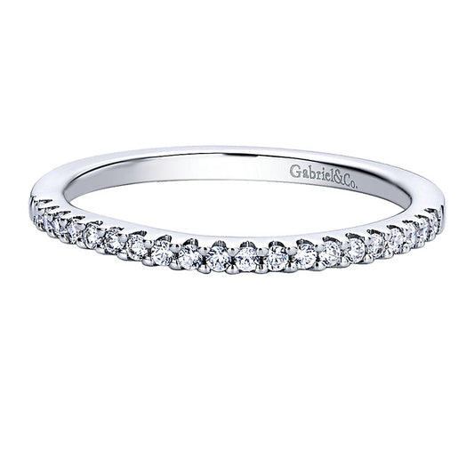 Wedding Band 14k White Gold Diamond Straight