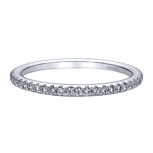 Wedding Band 14k White Gold Diamond Straight