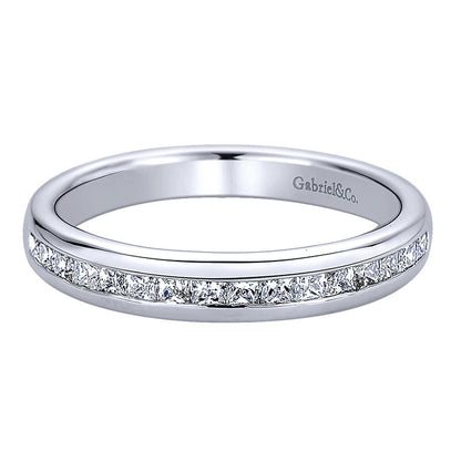 Wedding Band 14k White Gold Diamond Straight