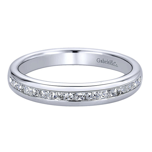 Wedding Band 14k White Gold Diamond Straight