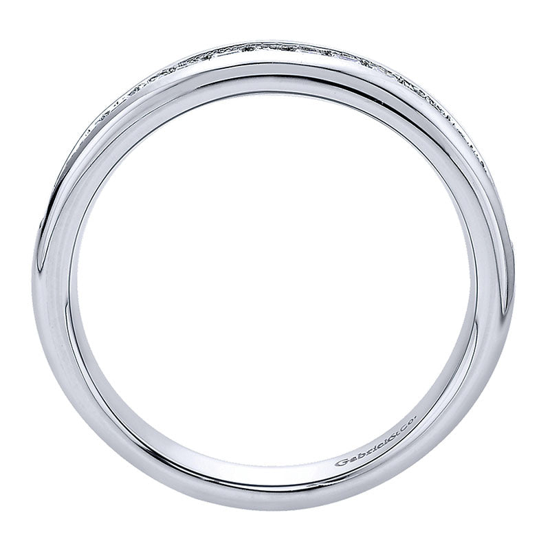 Wedding Band 14k White Gold Diamond Straight
