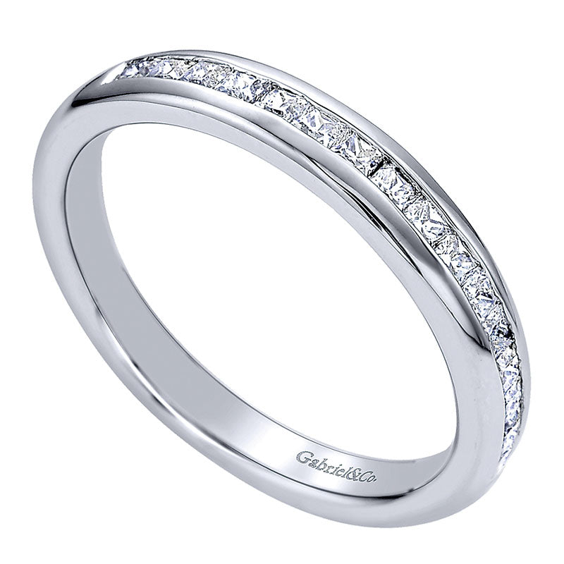 Wedding Band 14k White Gold Diamond Straight