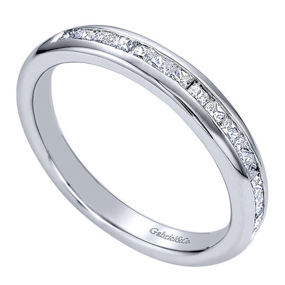 Wedding Band 14k White Gold Diamond Straight