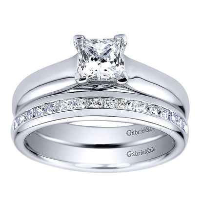 Wedding Band 14k White Gold Diamond Straight
