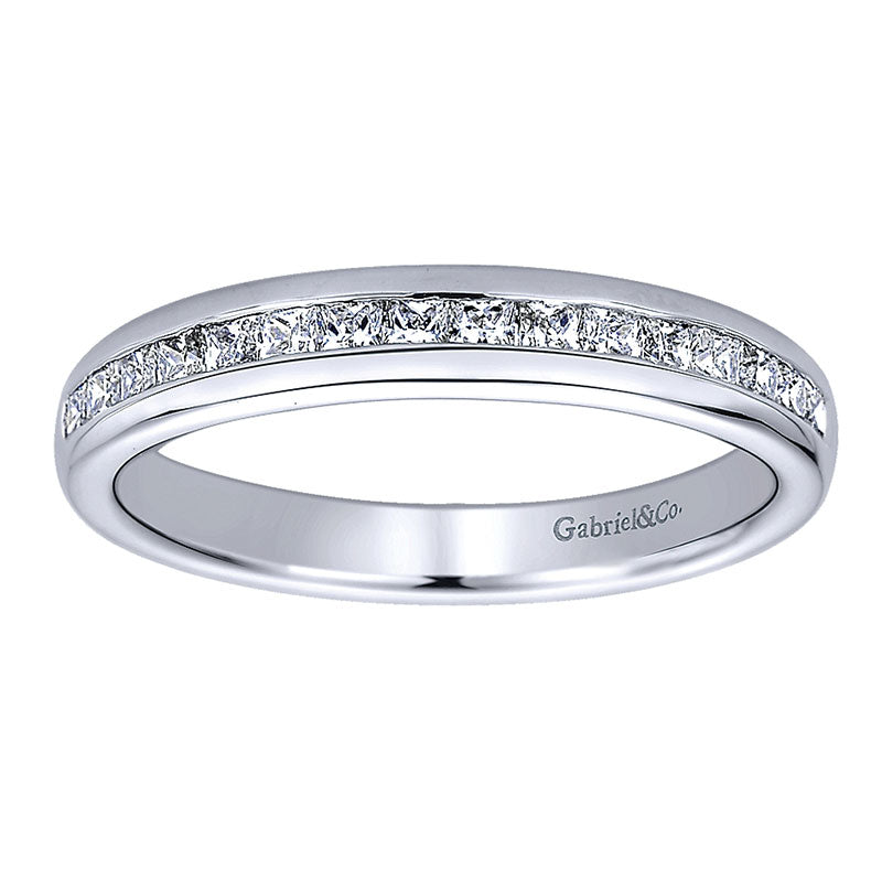 Wedding Band 14k White Gold Diamond Straight