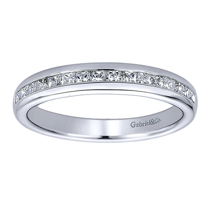 Wedding Band 14k White Gold Diamond Straight