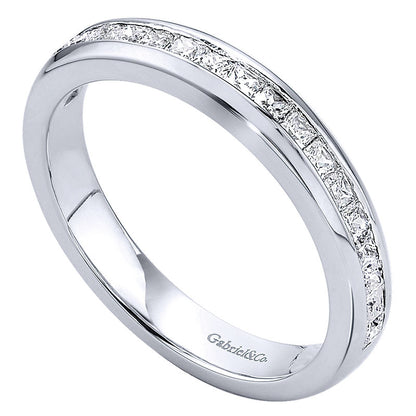 Wedding Band 14k White Gold Diamond Straight