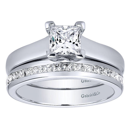 Wedding Band 14k White Gold Diamond Straight