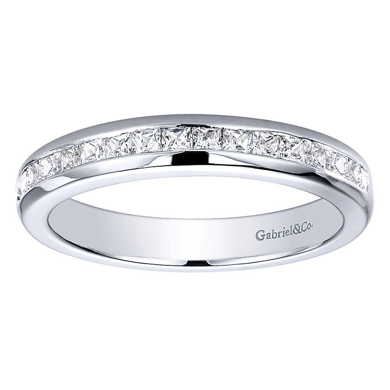 Wedding Band 14k White Gold Diamond Straight