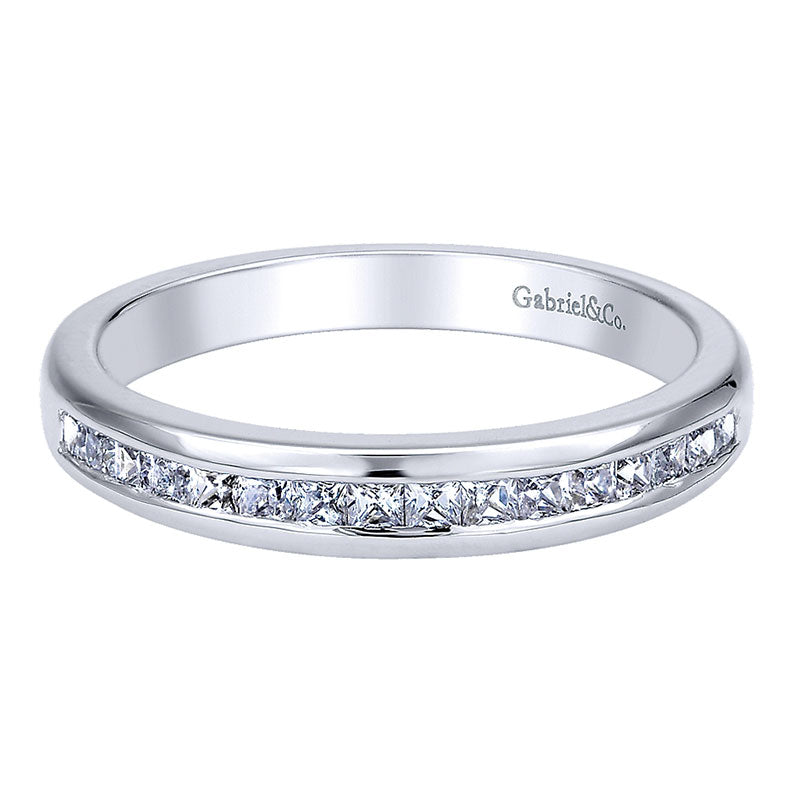 Wedding Band 14k White Gold Diamond Straight
