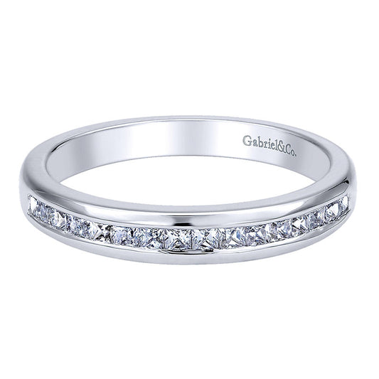 Wedding Band 14k White Gold Diamond Straight