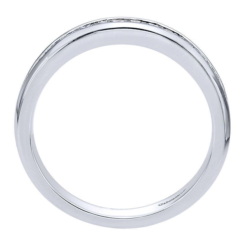 Wedding Band 14k White Gold Diamond Straight