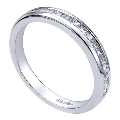 Wedding Band 14k White Gold Diamond Straight