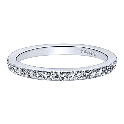 Wedding Band 14k White Gold Diamond Straight