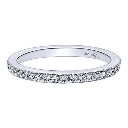 Wedding Band 14k White Gold Diamond Straight