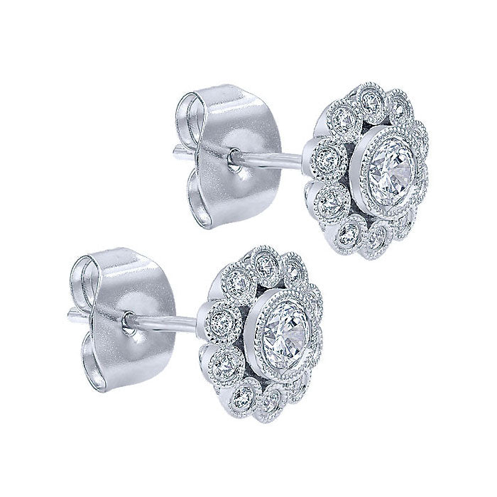 14k White Gold Diamond Stud Earrings