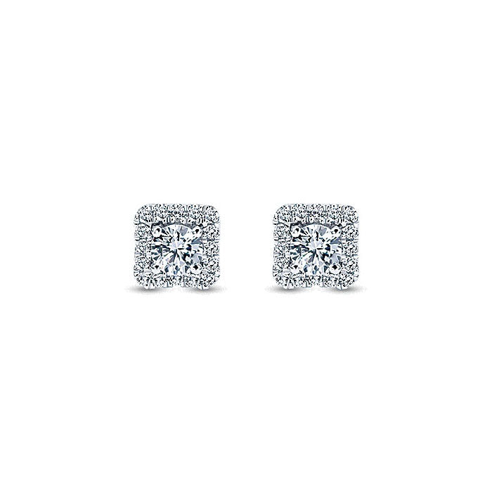 14k White Gold Diamond Stud Earrings