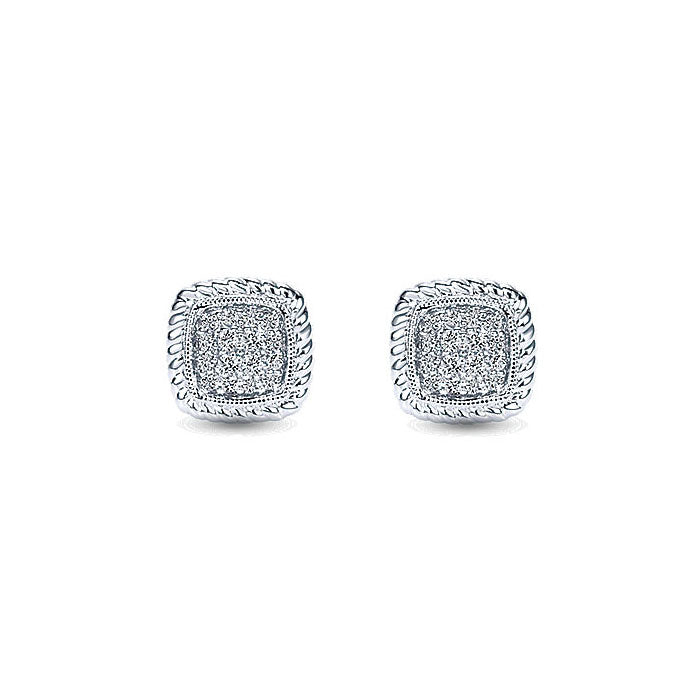 14k White Gold Diamond Stud Earrings
