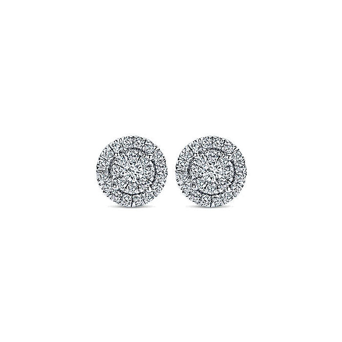14k White Gold Diamond Stud Earrings