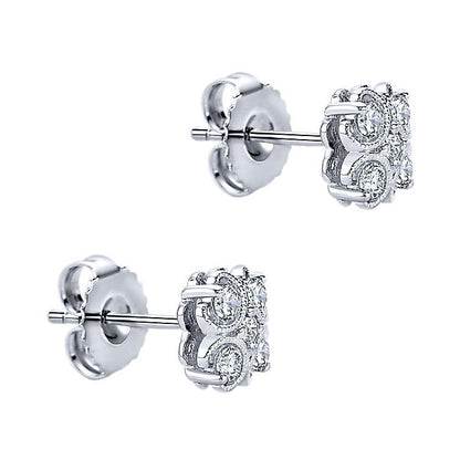 14k White Gold Diamond Stud Earrings