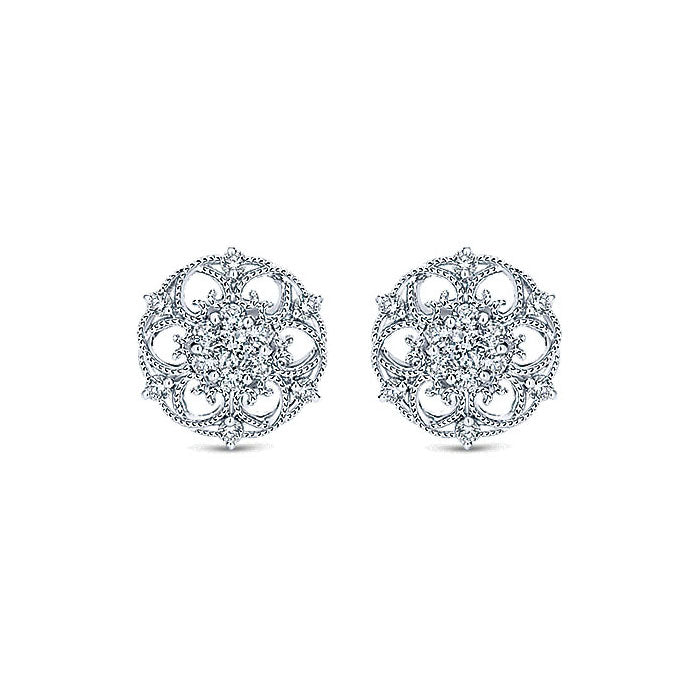 14k White Gold Diamond Stud Earrings