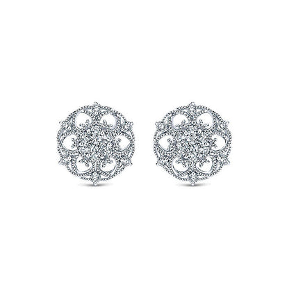 14k White Gold Diamond Stud Earrings