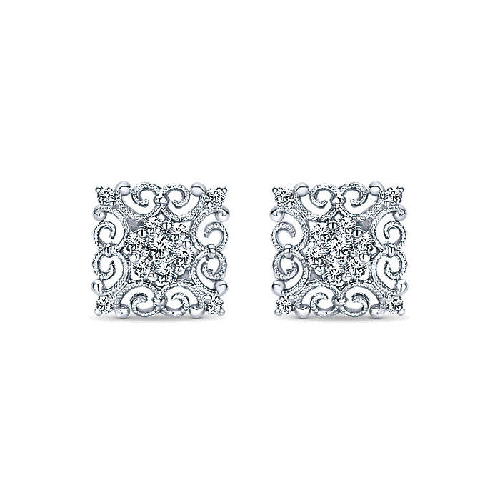 14k White Gold Diamond Stud Earrings