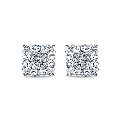 14k White Gold Diamond Stud Earrings
