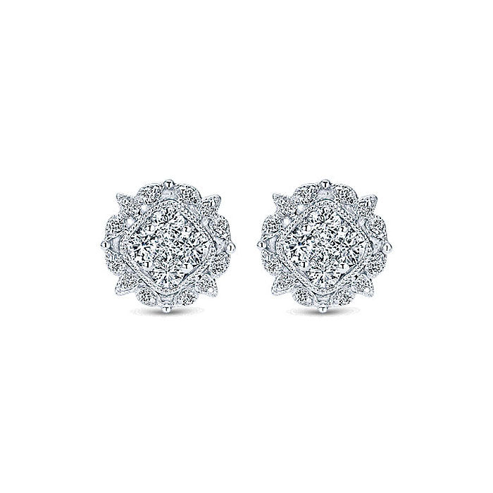 14k White Gold Diamond Stud Earrings