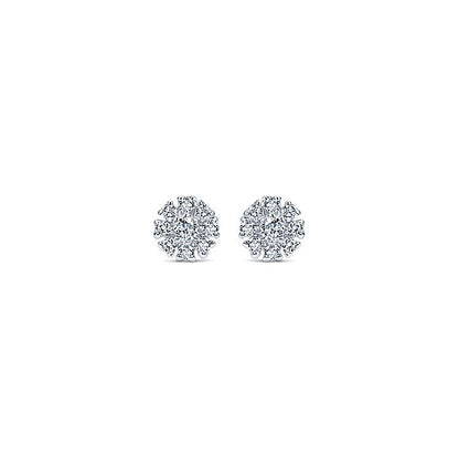 14k White Gold Diamond Stud Earrings